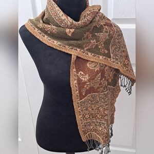 Kandahar 100% Woven Merino Wool Scarf With Fringe    Size 11"×54"